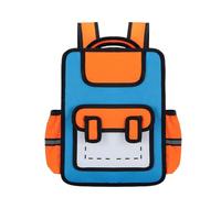Ddujbtp Zaino 3D in stile cartone animato, con disegno 2D, per la scuola materna, per bambini e studenti elementari, Blu, Organizer per borse