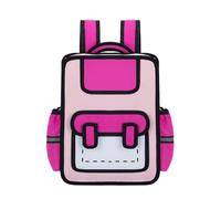 Ddujbtp Zaino 3D in stile cartone animato, con disegno 2D, per la scuola materna, per bambini e studenti elementari, Rosso rosato, Organizer per borse