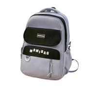 Ddujbtp Zaino casual patchwork di colore alla moda per studenti delle scuole medie superiori borsa in nylon per libri con tasche multiple, Nero viola, Organizer per borse