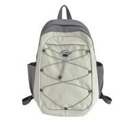 Ddujbtp Zaino di colore di contrasto di modo per lo studente della scuola grande capacità borsa del computer portatile zaino da viaggio con corda elastica, Verde, L, Organizer per borse