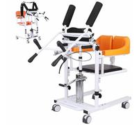 DDZJTPP Sollevatore Pazienti, Sedia a Rotelle Regolabile in Altezza, Sedia a Rotelle Idraulica per Sollevamento Pazienti, con Sedile E Vasino Divisi a 180 °, per Disabili E Anziani,Yellow