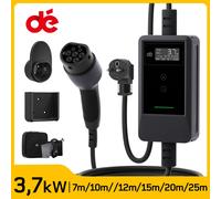 dé 3.7kW tipo 2 caricatore per veicoli elettrici schermo a LED 16A IP66 impermeabile 1.5X caricatore portatile veloce EV 7m 10m 15m 20m 25m cavo
