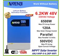 DE 6200W Off Grid Hybrid Solar Solare Inverter MPPT 120A 48V 500V Parallel +WIFI