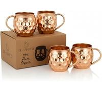 DE-AARTICO Tazze da Moscow Mule in rame da 473 ml, adatte al contatto con gli alimenti. Set regalo perfetto per gli amanti dei cocktail, per il bar di casa e per le feste. (4, Rame)