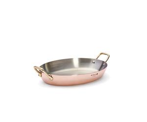 DE BUYER 6451.32 - Pirofila ovale in rame/acciaio inox, 2A, ottone, 32 cm, Rich Copper