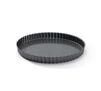 De Buyer Acciaio Antiaderente Tortiera Tonda con Bordo Dritto scanalato, 4705.28, Inossidabile, Nero, 28 cm