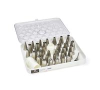 De Buyer Acciaio Set di 35 beccucci Inox + 2 adattatori, 2114.10, Inossidabile, Lung. 30 cm, largh. 24 cm, Alt. 6.3 cm, p. 0.87 kg