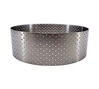 De Buyer - Cerchio per torta rotondo VALHORNA in acciaio inox perforato - 10,5 x 3,5 cm - Made in Francia, Tecnologia AIR SYSTEM, Micro-perforazioni per cottura rapida e omogenea, per risultati
