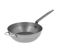 De Buyer Element Padella Rotonda Profonda con Due Manici Mineral B, Diametro 32 cm, 5614.32, Metal, Grigio