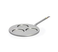 De Buyer Mineral B Element Padella a blinis 3 Scomparti, Diametro cm 27, 5612.03, Acciaio, Argento, 28 cm
