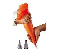 De Buyer Pasticceria Set sac a Poche Poliuretano + 2 beccucci Acciaio 4347.03, Inossidabile, Arancione, Lunghezza cm 35