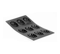 De Buyer Moulflex Standard Stampi in Silicone per Madeleines, Lunghezza cm 7.5, 1966.01, Nero, 17.5 cm x 30 cm
