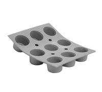 De Buyer Elastomoule Muffin in Silicone, 9 stampi, 1858.21D, Grigio, Lunghezza 21 cm, larghezza 17.5 cm