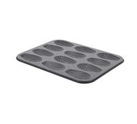De Buyer Antiaderente Stampo 12 Madeleine in Acciaio antiderente 26x20x1,4 4710.12, Silicone, Nero, Lunghezza cm 26, larghezza cm 20, altezza cm 1,4
