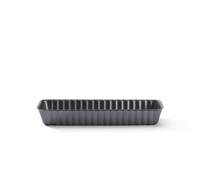 De Buyer Acciaio Antiaderente Stampo Rettangolare con Base Removibile e Bordo Svasato con scanalature, Lunghezza 20 cm, 4708.20, Inossidabile, Nero