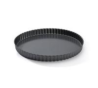 De Buyer Stampo Tortiera Tonda a Bordo Dritto con scanalature, cm 32, 4705.32, Acciaio Rivestito Antiaderente, Nero, Diametro 32 cm