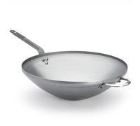 DE BUYER - Wok a coda in lamiera di acciaio MINERAL B e manico faccia a coda - 40 cm - Made in Francia, Sans PFAS, Anti Adesione Naturale, Finitura a cera d'api, All Feux + Flash Forno