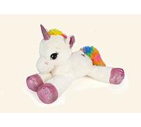 DE. CAR Unicorno Peluche Grande 60 cm Medio Rosa o Azzurro - Materiale Morbido per Bambina - Giocattolo per Festa Compleanno - Colori Assortiti