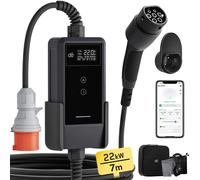 dé Caricabatterie EV da 22 kW Caricabatterie per veicoli Wi-Fi trifase 32A Controllo APP Cavo di ricarica tipo 2 da 7 m Ricarica più veloce con adattatore Schuko