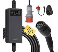 dé Caricatore EV con spina rossa CEE tipo 2 11kW 16A trifase 7m 10m 15m 20m 25m cavo lungo per veicoli EVSE con adattatore spina EU Schuko 11kW 7m Basic set
