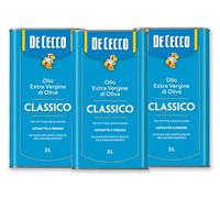 De Cecco Olio Extra Vergine di Oliva Classico, 3 pezzi da 3L, Olio EVO per Cucina e Condimento, Estratto a Freddo