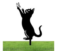 de chat noir - Piquet de jardin en métal mignon | Statue de chat décorative pour jardin | Décoration extérieure pour pelouse, artisanat pour amoureux des chats