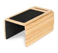 DE-COmmerce Pratico vassoio per divano in bambù, 33 x 23,2 cm, con supporto per cellulare e pad antiscivolo, flessibile, per braccioli, divano sostenibile, per bevande e snack