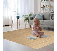 DE-COmmerce Tappeto bambù Massive, 17mm Indurito Listello La Nuovi Generazione Non Bordato Tappeto Soggiorno Cucina Made in Germany - Nature, 100x160 cm