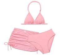 de - Costume da bagno da bambina, tre pezzi, con berretto adatto per piscina, spiaggia, spiaggia, attività estive, adatto per anziani, dai 5 agli undici anni, comfort quotidiano