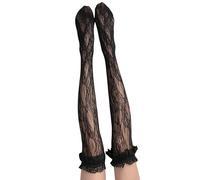 de cuisse pour femmes - Chaussettes hautes en dentelle pour femmes - à tube montant Lo-lita - à volants sur les genoux | Chaussettes au-dessus du genou