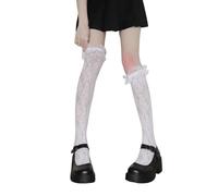de cuisse pour femmes - Chaussettes hautes en dentelle pour femmes, à tube montant Lo-lita | à volants sur les genoux - Chaussettes au-dessus du genou