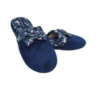 de fonseca Ciabatte alla Romana Suola in Gomma Antiscivolo, Pantofole Donna Estate Inverno in Cotone (Fiocco Blu, 40/41, Sistema Taglie Calzature EU, Adulto, Donna, Numero (range), Media, 40, 41)