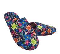 de fonseca Ciabatte alla Romana Suola in Gomma Antiscivolo, Pantofole Donna Estate Inverno in Cotone Traspirante (Fiori Blu, Sistema Taglie Calzature EU, Adulto, Donna, Numero (range), Media, 36, 37)