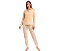 de fonseca Pigiama Donna Cotone Leggero 100% - Ideale per Primavera e Mezze Stagioni - Completo di Maglia con Bottoni Pantalone (IT, Testo, XL, Regular, Regular, Modello 2)