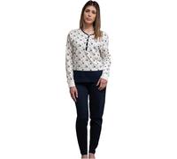 de fonseca Pigiama Donna Invernale 100% Caldo Cotone Interlock Art. FR622 Blu XL