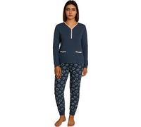 de fonseca Pigiama Donna Invernale 100% Caldo Cotone Interlock Art. FR623 Blu Melange S
