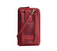 DE LAMASSU Zara - Borsa a tracolla da donna in vera pelle, protezione RFID, 33 scomparti per carte di credito, scomparto per smartphone, tracolla, portafoglio con chiusura lampo, 21 × 12 × 4,5 cm