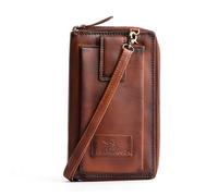 DE LAMASSU Zara - Borsa a tracolla da donna in vera pelle, protezione RFID, 33 scomparti per carte di credito, scomparto per smartphone, tracolla, portafoglio con chiusura lampo, 21 × 12 × 4,5 cm