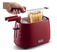 De'Longhi CTLAP2203.R Tostapane con Pinze, Controllo Progressivo del Grado di Tostatura, Indicatori Luminosi, Cassetto Raccoglibriciole, Piedini Antiscivolo, Potenza 550 Watt, Plastica, Rosso