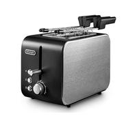 De'Longhi CTX2203.BK Tostapane con Pinze, Controllo Progressivo del Grado di Tostatura, 3 funzioni, Cassetto Raccoglibriciole, Piedini Antiscivolo, Potenza 550 Watt, Plastica, Nero