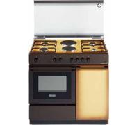 De Longhi Cucina a Gas 4 Fuochi + 2 Piastre Forno Elettrico con Grill Larghezza x Profondit 86x50 cm con Coperchio e Vano portabombola colore Coppertone - S...