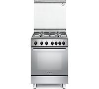 De Longhi Cucina a Gas 4 Fuochi Forno a Gas con Grill Larghezza x Profondità 60x60 cm Coperchio in Cristallo colore Cucina Inox - DGX 64 Linea Nuove Design