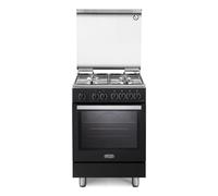PEMA64LSG - Cucina a gas con forno elettrico, 60x60 cm, colore Nero, Calsse energetica A
