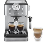 De'Longhi Linea Classic EM450.M, Macchina da Caffè Manuale con Schiumatore, Macchina Espresso Barista, Ugello per Cappuccino, Filtro Doppia Parete, 15bar, Tazze Fino 13cm, Acciaio Inossidabile/Metallo