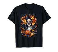 De Los Muertos La Catrina Giorno Dei Morti Teschio Di Zucchero Halloween Maglietta