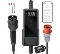 dé Mobile Wallbox da 11 kW con app [7 m | trifase | 6-16 A], con set Traveller, da CEE-16A 400 V a Tipo 2 con per ID.3/4/5/7, IX1, Model 3/Y e altri BEV/PHEV