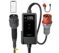 dé Mobile Wallbox/stazione di ricarica 22 kW con app [3 fasi|7 m|6-32A] con contatore di corrente, cavo di ricarica CEE 32A a tipo 2 ed EV caricatore per modello Y/3, ID.3/4/5, MG4, EX30, e-up, e-tron