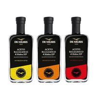 De Nigris Aceto Balsamico di Modena IGP Invecchiato | Bundle 3 x 250ml Aquila Rossa, Arancio e Gialla - Set Degustazione Balsamico Italiano Premium | Condimento Gourmet Denso e Corposo, Idea Regalo