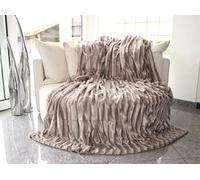 De qualité, couverture/plaid en vison synthétique, Polyester, Taupe/Beige, 150 x 200 cm