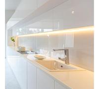 DE SANCTIS LIGHT DESIGN LED Sottopensile Cucina Barra Led Soggiorno Camera Profilo Con Sensore Dimmer Sfioramento Touch Lampada Striscia Luce Luminosa Made In Italy (Luce Calda, 210cm Profilo Bianco)